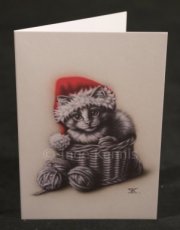Poes Reeks 4 Kerstkaarten Christmascard Cat