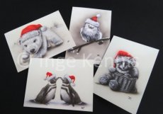 Reeks 4 Kerstkaarten Christmascards series of 4 different cards
