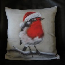 Christmas pillow Robin