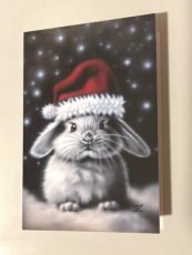 Nijn 4 dezelfde Kerstkaarten Christmascard Rabbit